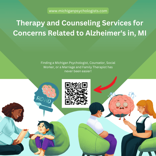 Professional illustration representing Alzheimer's support and therapy services - Michigan Psychologists Directory