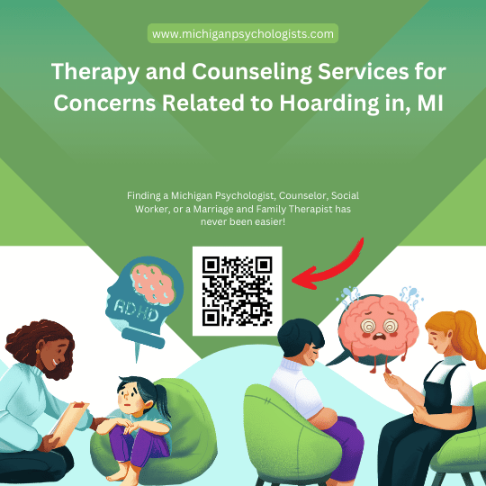 Professional illustration representing Hoarding support and therapy services - Michigan Psychologists Directory