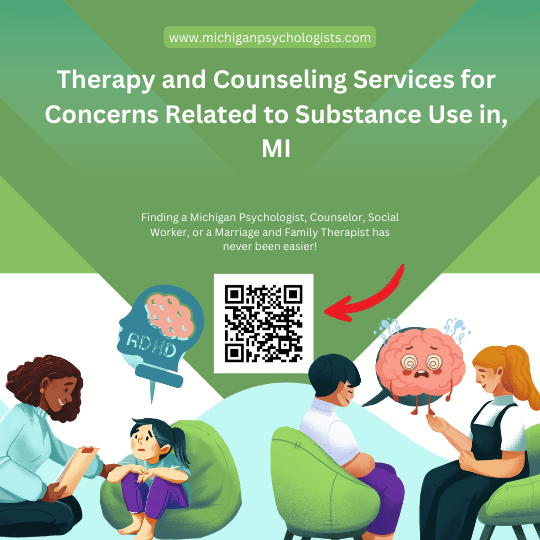 Professional illustration representing Substance Use support and therapy services - Michigan Psychologists Directory