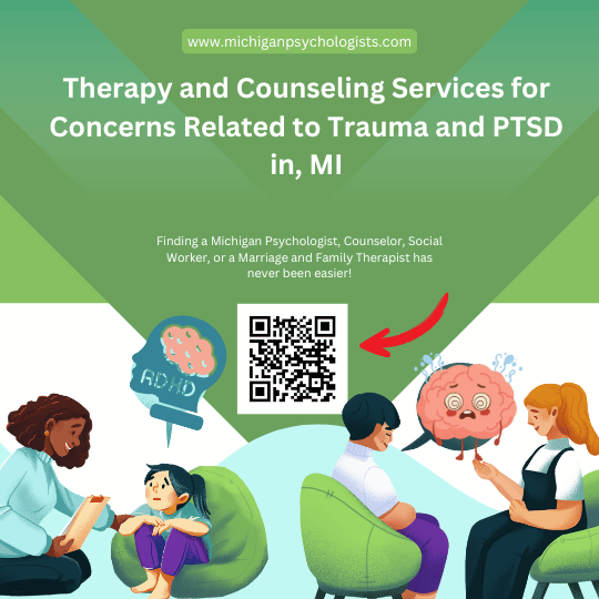 Professional illustration representing Trauma and PTSD support and therapy services - Michigan Psychologists Directory